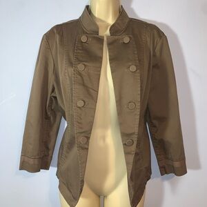 New York & Co Women's light brown Double-Breasted military lapel blazer Jacket 8
